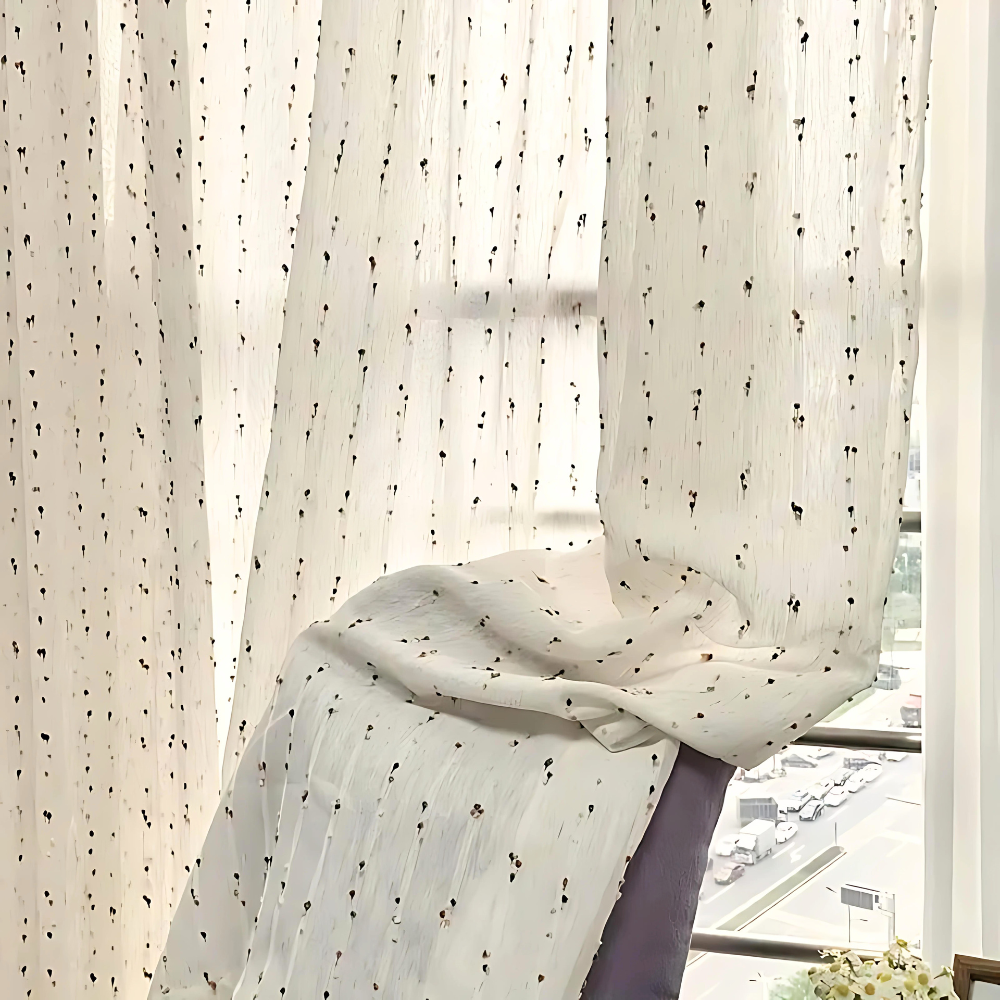 SUGARBEAN - Rideau en Tulle Transparent Arc-en-Ciel avec Broderie Vibrante