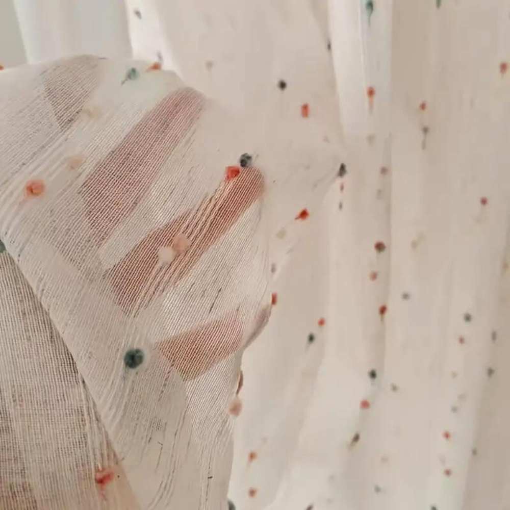 SUGARBEAN - Rideau en Tulle Transparent Arc-en-Ciel avec Broderie Vibrante