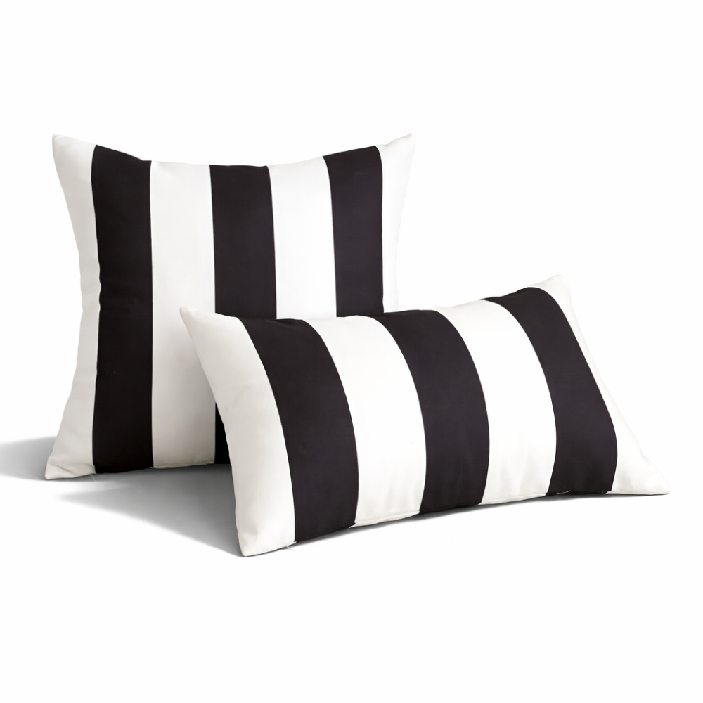 Housse de Coussin Rayée d'Été – Coussin d'extérieur Résistant aux Intempéries (45x45 cm) pour canapé et fauteuil