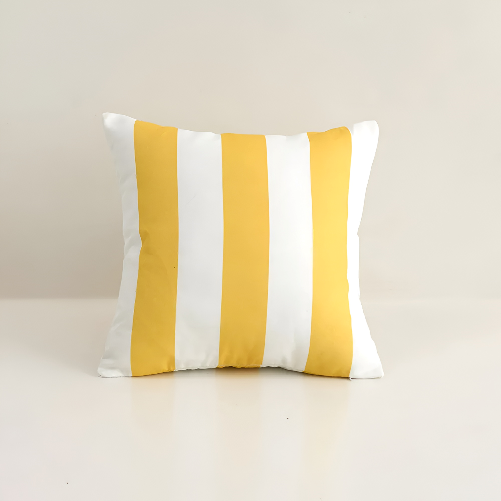 Housse de Coussin Rayée d'Été – Coussin d'extérieur Résistant aux Intempéries (45x45 cm) pour canapé et fauteuil