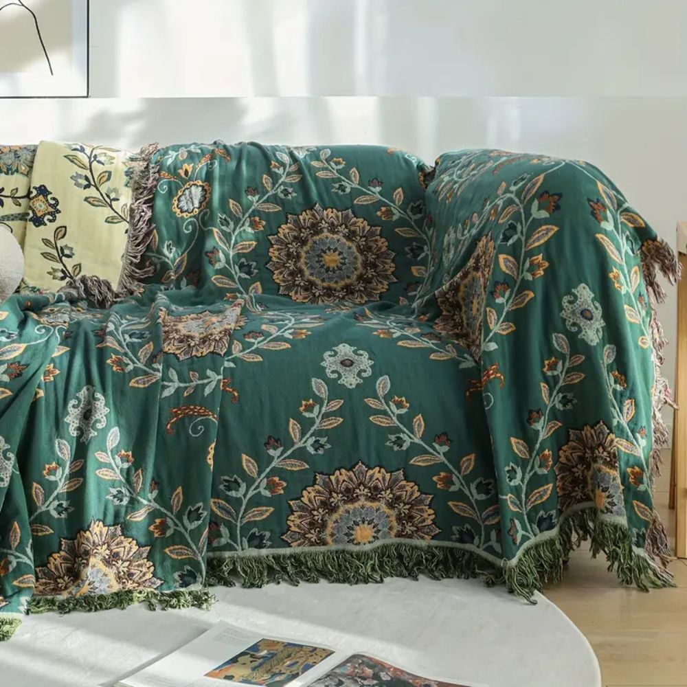 Couverture en Coton Rétro Réversible Sunfern