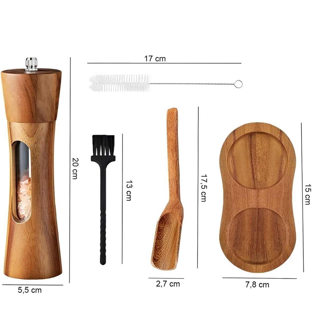 MILLHAVEN - Moulins à sel et à poivre en bois élégants avec broyeur réglable pour un contrôle précis de l'assaisonnement et une esthétique intemporelle en cuisine
