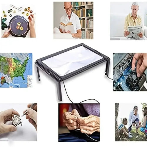PAGEVIEW - Loupe pliable 3x avec lumière LED conçue pour un soutien à la lecture claire et confortable