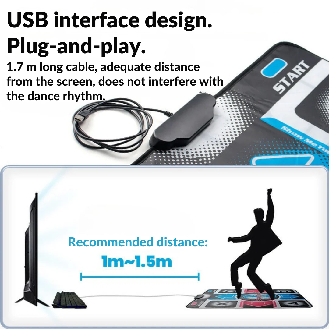 Tapis de danse | Plus de mouvement à la maison | Bluetooth, antidérapant, modes de jeu | MovePulse