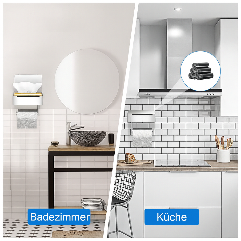 Boîte à mouchoirs | Support pour papier toilette en acier inoxydable | Support 2 en 1 avec plateau | SteelShelf