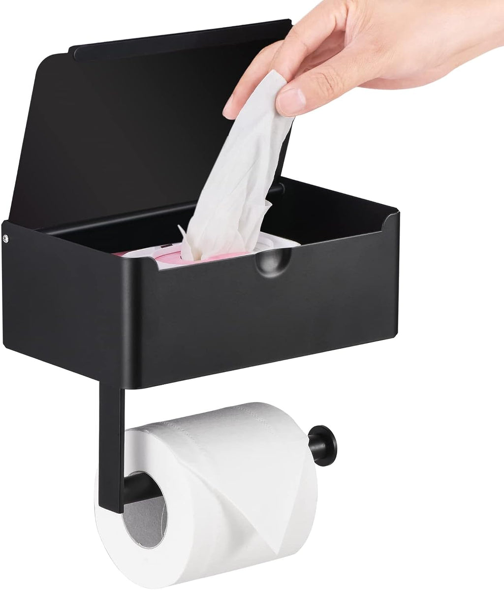 Boîte à mouchoirs | Support pour papier toilette en acier inoxydable | Support 2 en 1 avec plateau | SteelShelf