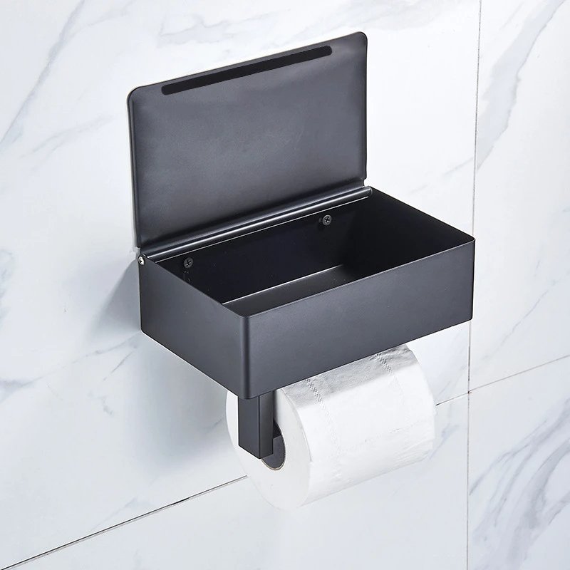 Boîte à mouchoirs | Support pour papier toilette en acier inoxydable | Support 2 en 1 avec plateau | SteelShelf