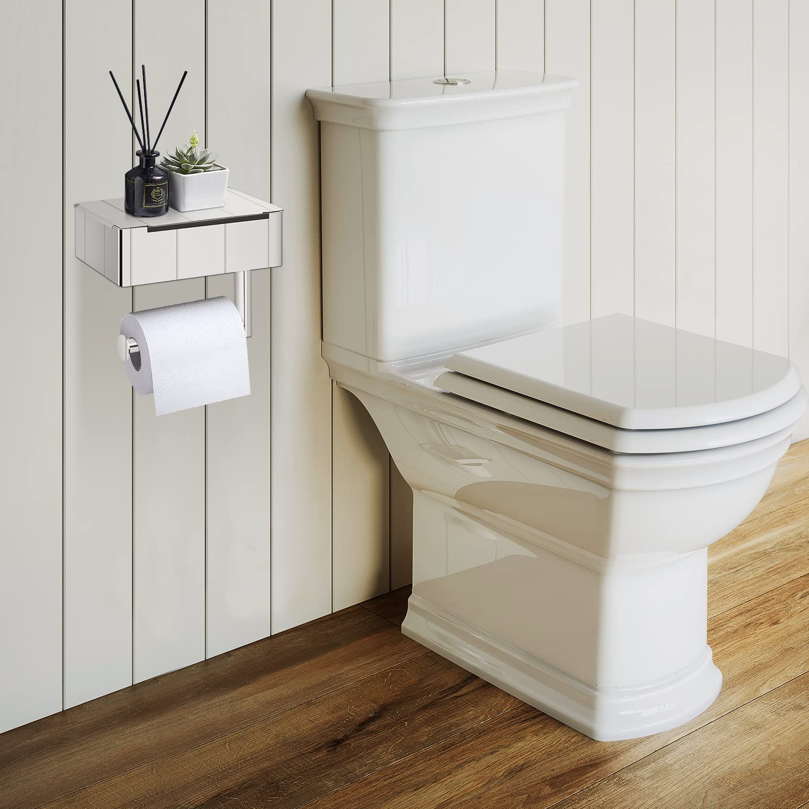 Boîte à mouchoirs | Support pour papier toilette en acier inoxydable | Support 2 en 1 avec plateau | SteelShelf