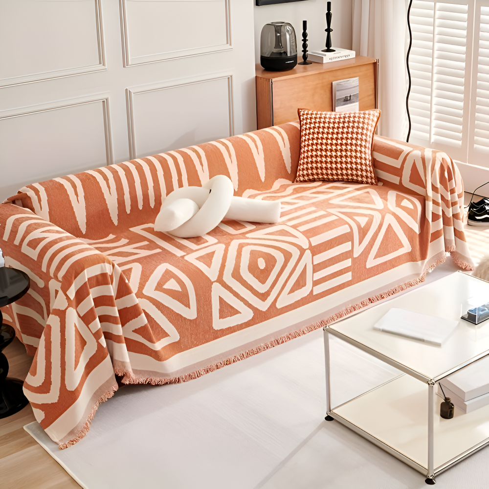 TasselBliss Plaid - Couverture en chenille de haute qualité - Housse de canapé antidérapante en polaire