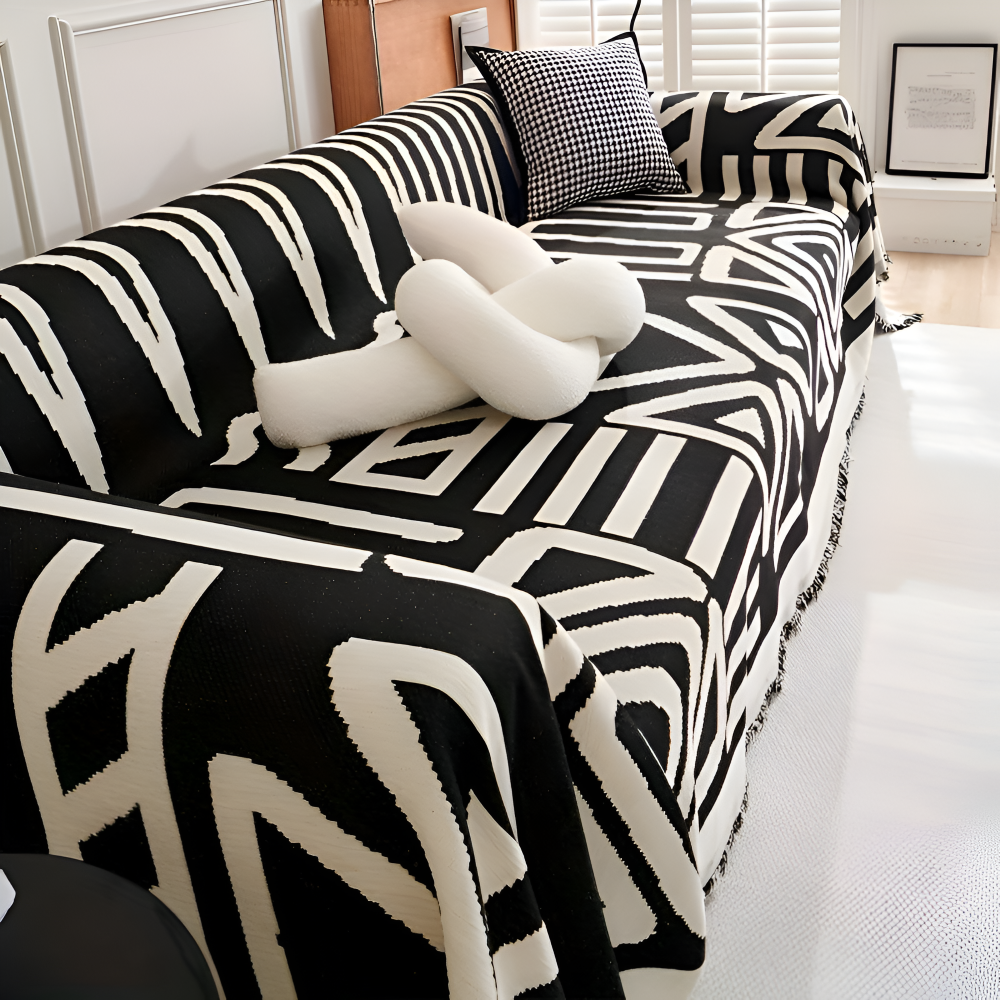 TasselBliss Plaid - Couverture en chenille de haute qualité - Housse de canapé antidérapante en polaire