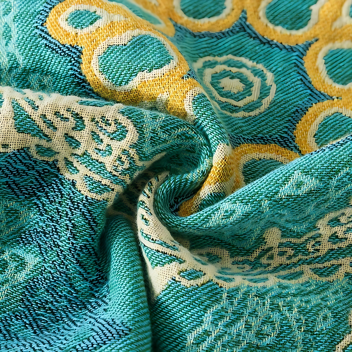 Couverture en Coton Mandala Teal Quatre Saisons