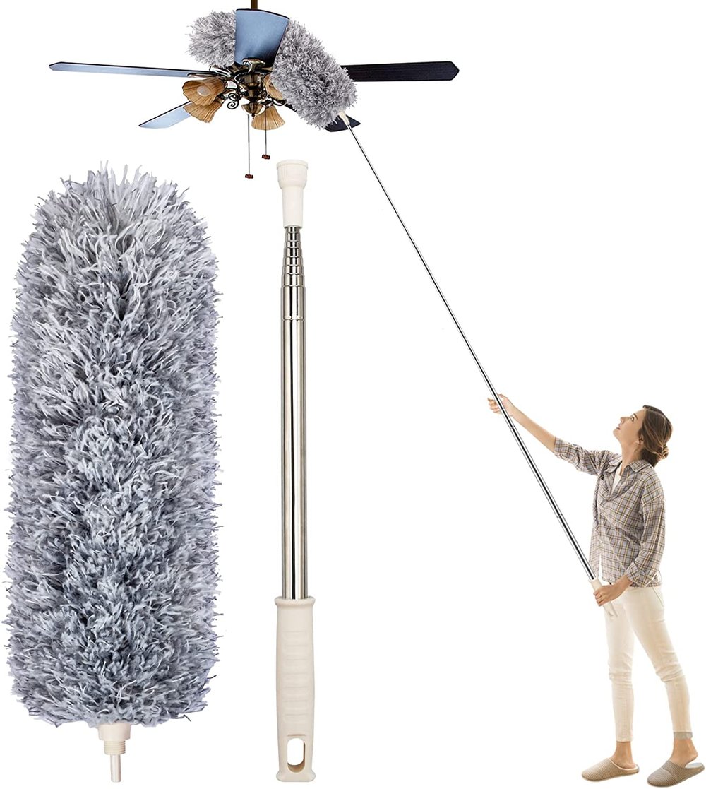 Duster télescopique en microfibre | Portée extra longue | Tête flexible | Lavable | DustReach