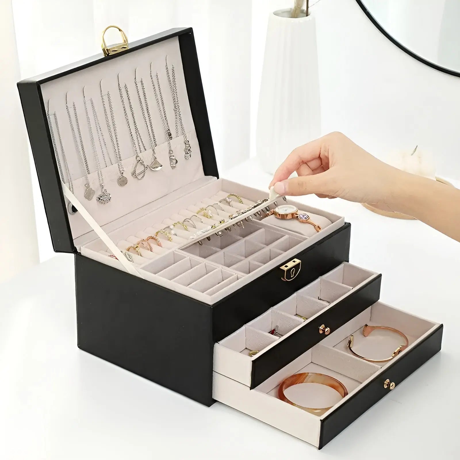 Boîte à Bijoux de Luxe à Plusieurs Couches - EleganceBox