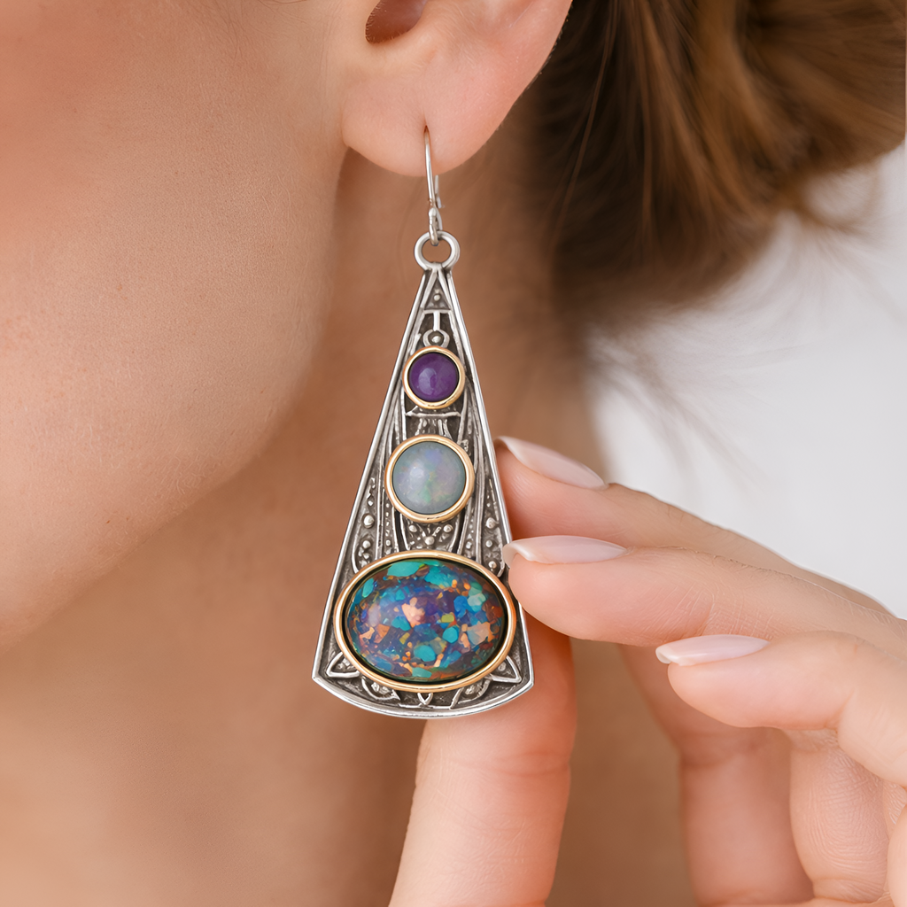 Josette - Boucles d'oreilles pendantes intemporelles en pierre