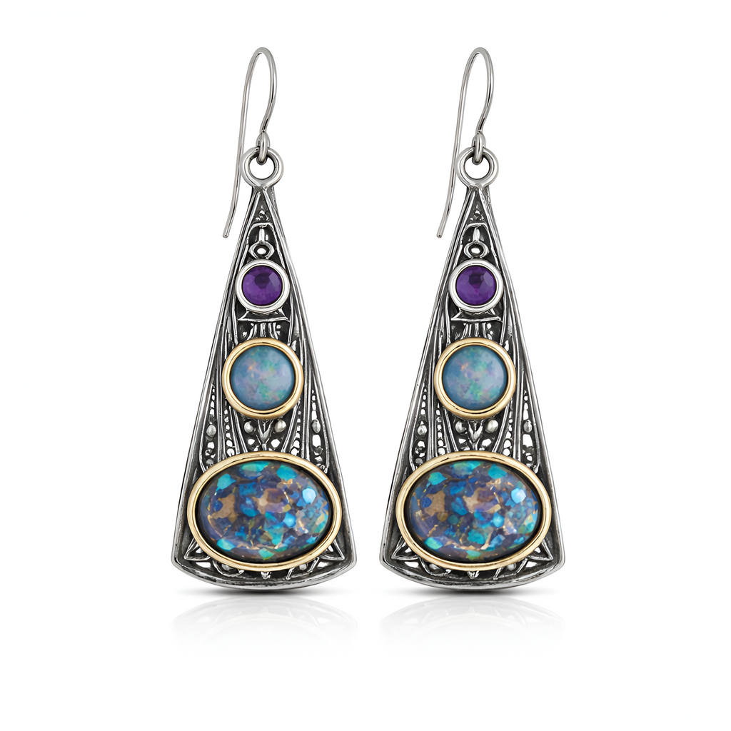 Josette - Boucles d'oreilles pendantes intemporelles en pierre