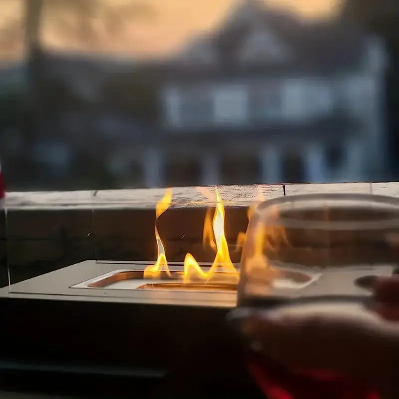 Cheminée de table Bioéthanol | Flamme réelle sans fumée | Pare-vent en verre | AeroFlame