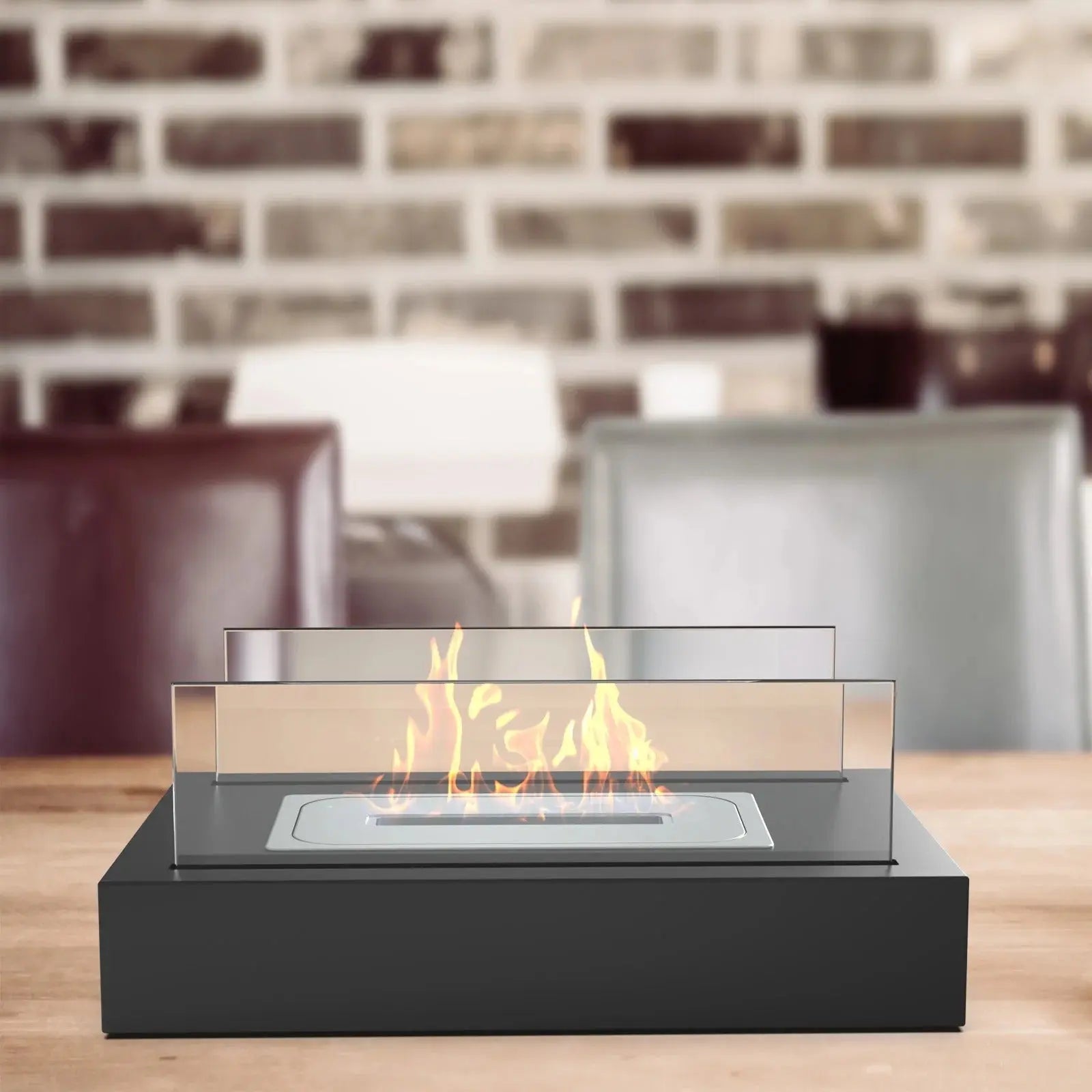 Cheminée de table Bioéthanol | Flamme réelle sans fumée | Pare-vent en verre | AeroFlame