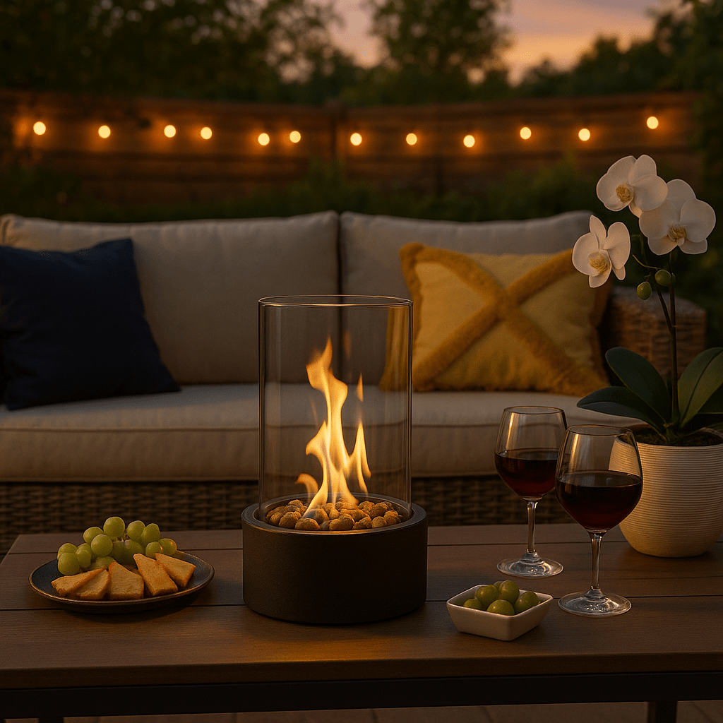 Cheminée de table intérieure | Feu de table avec vrai jeu de flammes | Sans fumée pour l'intérieur et l'extérieur | CosyFlame