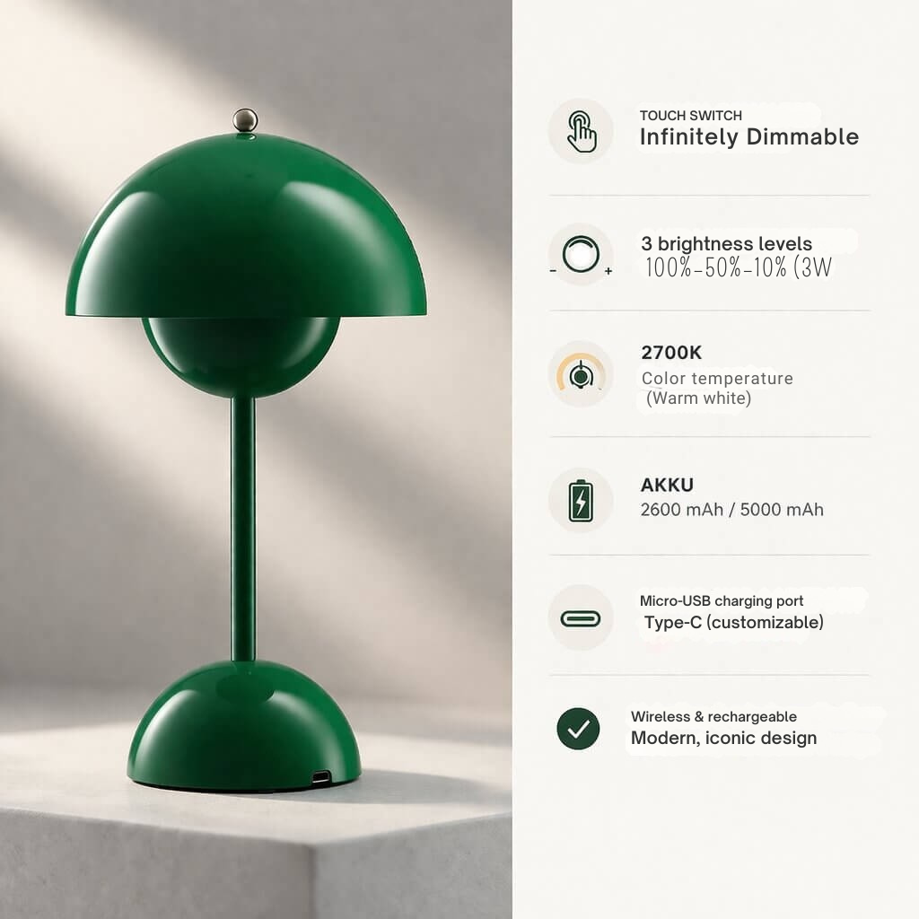 Lampe de table | Lampe de chevet | Dimmable & Sans fil | Lumenara
