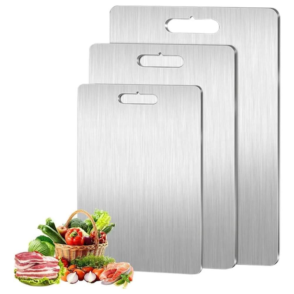 CULINARO - Planche à Découper en Acier Inoxydable Résistante pour l'Hygiène de la Cuisine