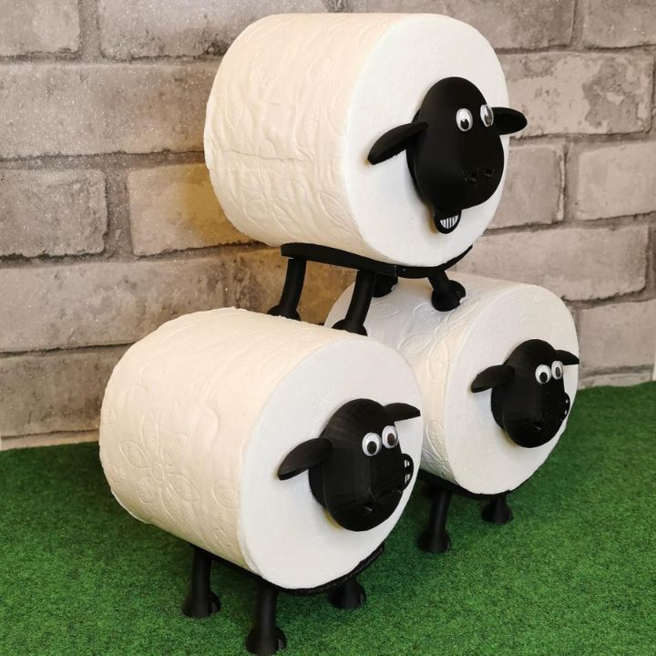 Distributeur de papier toilette | Décoration de salle de bain | Design de mouton autoportant | Sheepy Sheets