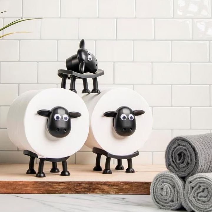 Distributeur de papier toilette | Décoration de salle de bain | Design de mouton autoportant | Sheepy Sheets