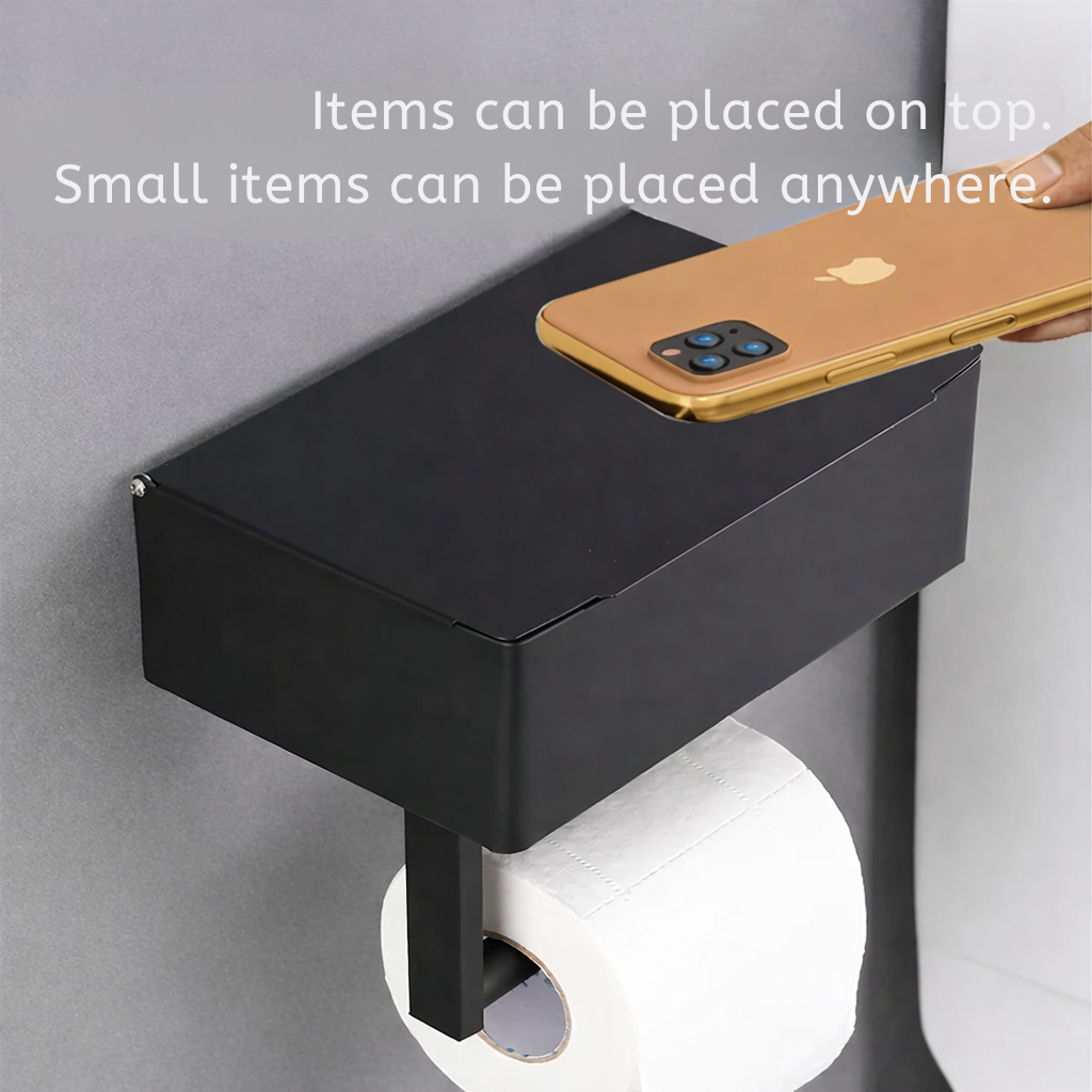 Support de papier toilette | Support mural avec étagère | Sans perçage avec boîte | Rolluxe