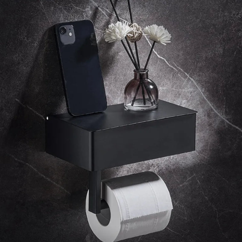 Support de papier toilette | Support mural avec étagère | Sans perçage avec boîte | Rolluxe