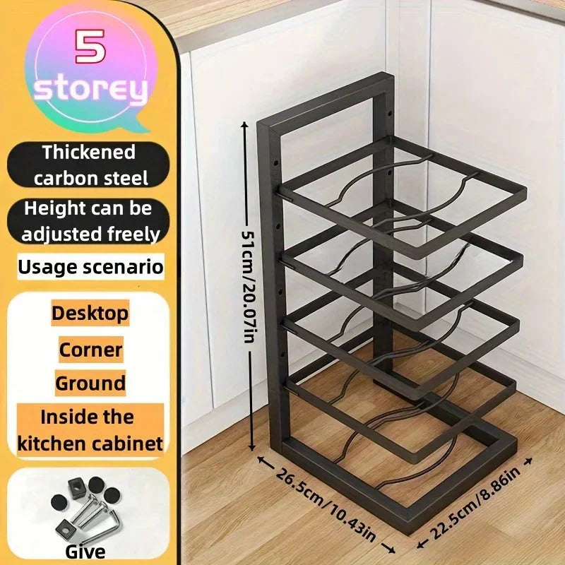Étagère à casseroles et poêles | Niveaux réglables | Organisateur de placard compact | PanVault