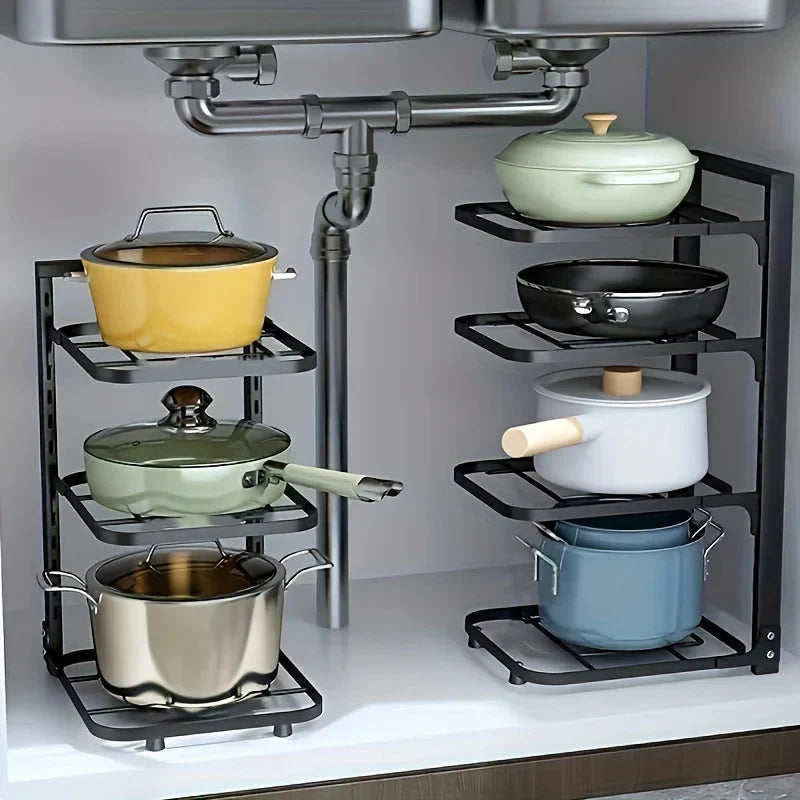 Étagère à casseroles et poêles | Niveaux réglables | Organisateur de placard compact | PanVault