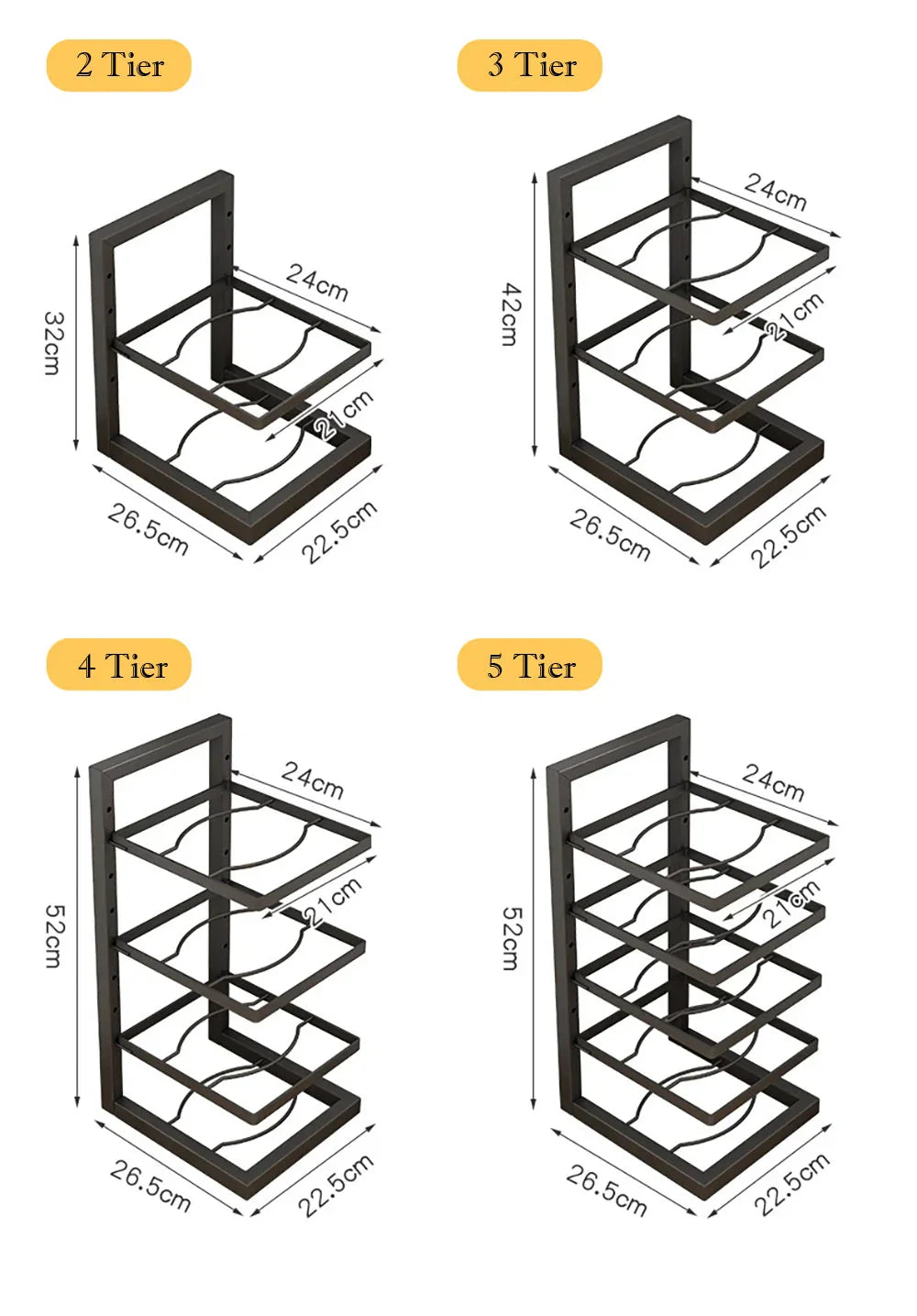 Étagère à casseroles et poêles | Niveaux réglables | Organisateur de placard compact | PanVault