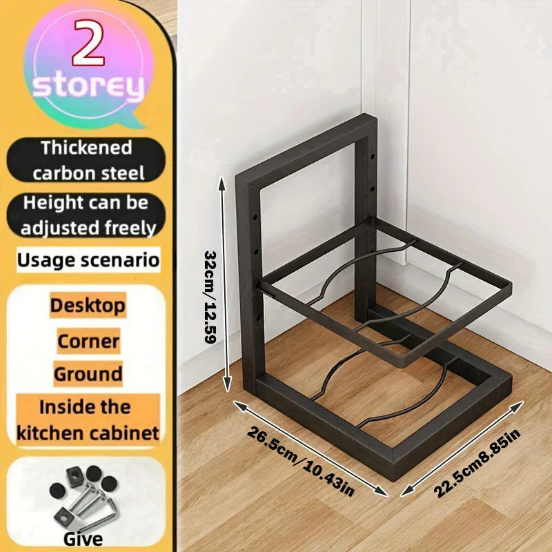 Étagère à casseroles et poêles | Niveaux réglables | Organisateur de placard compact | PanVault