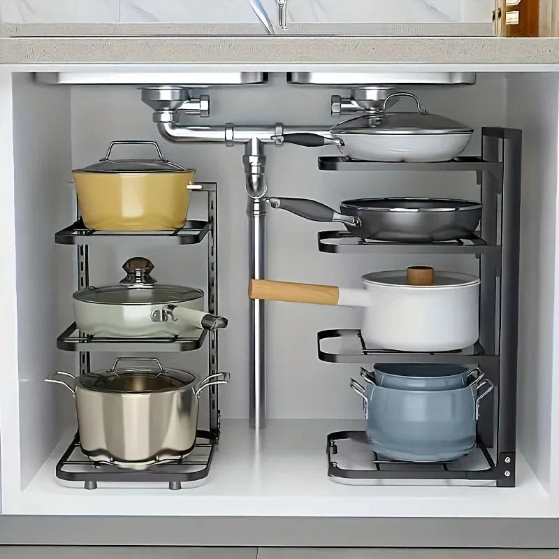 Étagère à casseroles et poêles | Niveaux réglables | Organisateur de placard compact | PanVault
