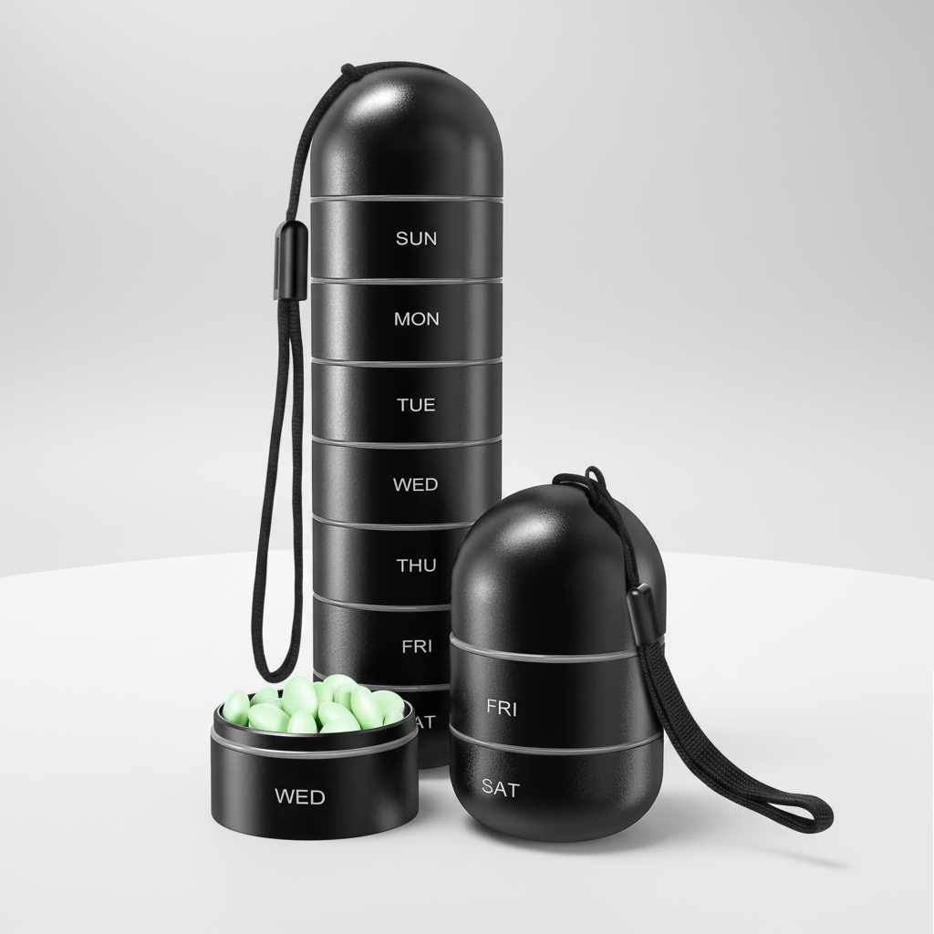 Conteneur portable en aluminium pour comprimés - PillTower