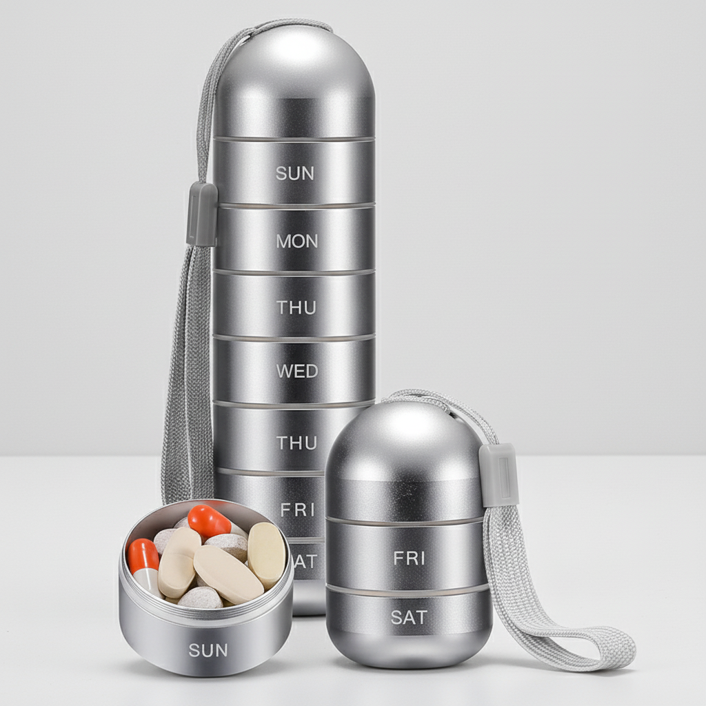 Conteneur portable en aluminium pour comprimés - PillTower