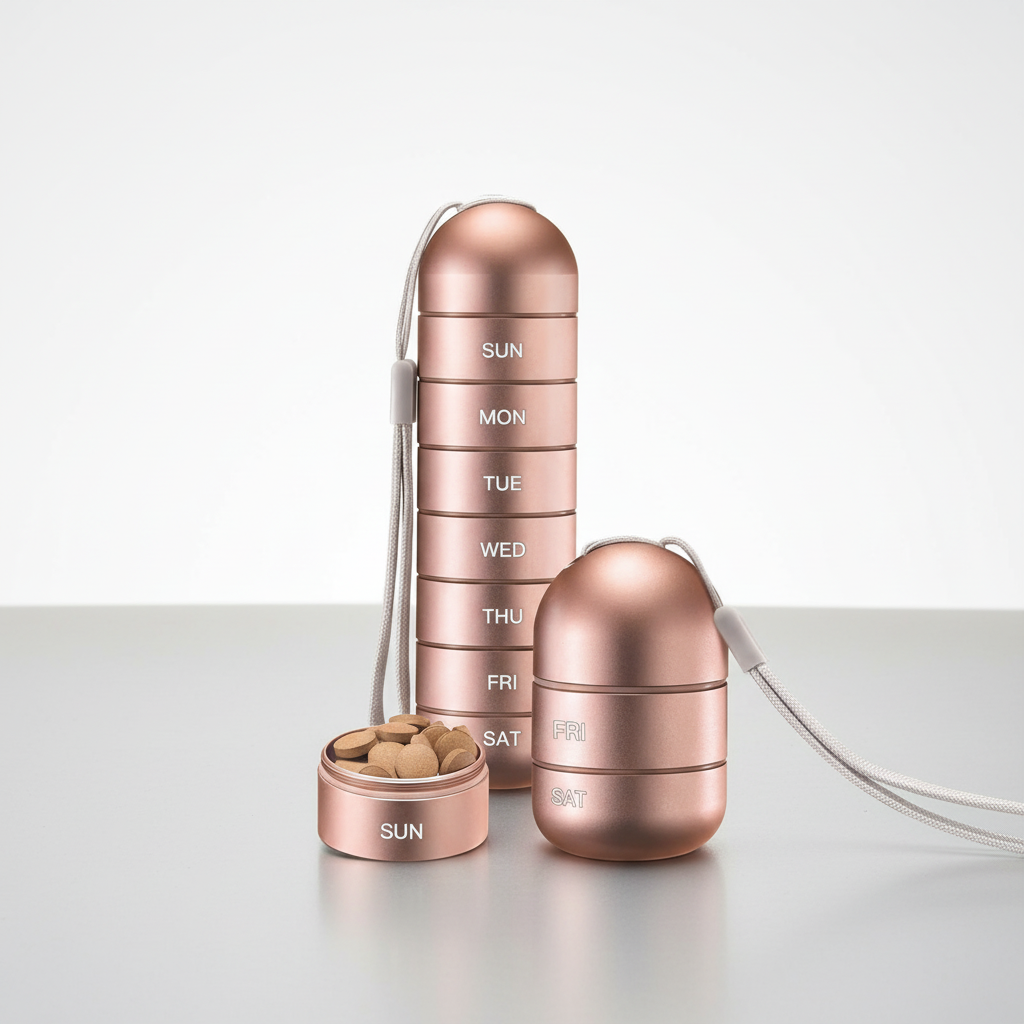 Conteneur portable en aluminium pour comprimés - PillTower