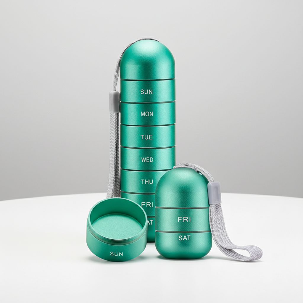 Conteneur portable en aluminium pour comprimés - PillTower