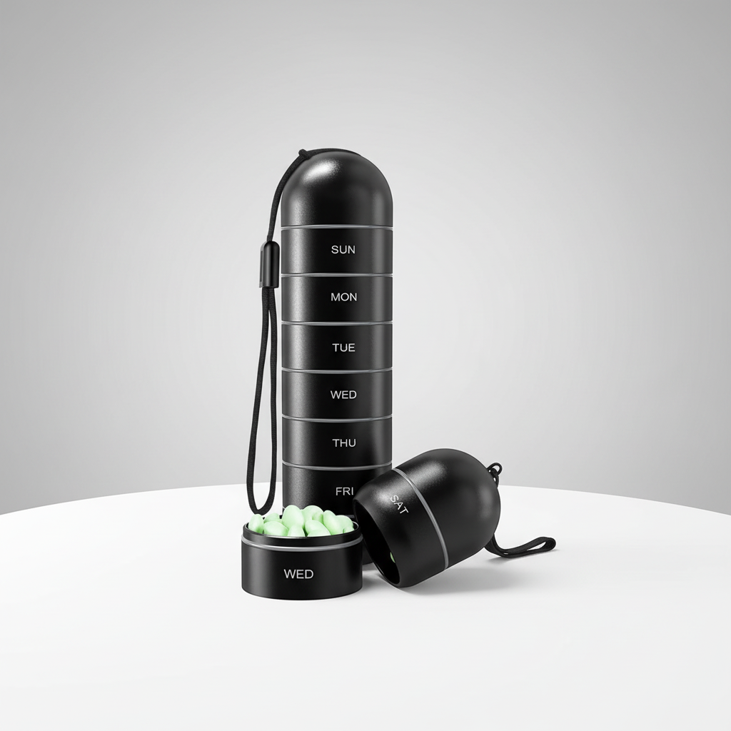 Conteneur portable en aluminium pour comprimés - PillTower