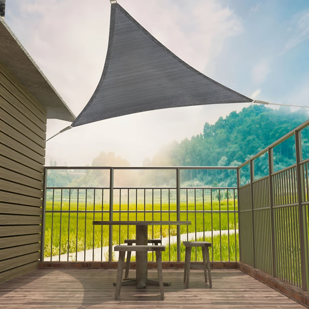 Voile d'ombrage triangulaire HDPE respirant - Protection UV 50+, 180 g/m² - Crème - Pour jardin & terrasse