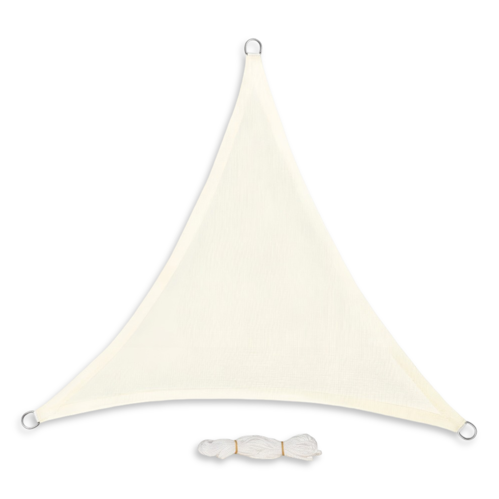 Voile d'ombrage triangulaire HDPE respirant - Protection UV 50+, 180 g/m² - Crème - Pour jardin & terrasse
