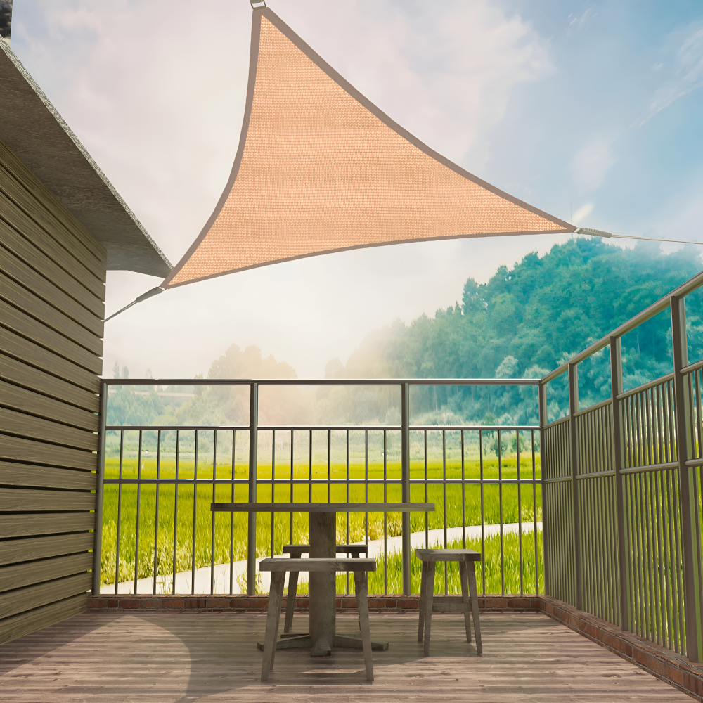 Voile d'ombrage triangulaire HDPE respirant - Protection UV 50+, 180 g/m² - Crème - Pour jardin & terrasse