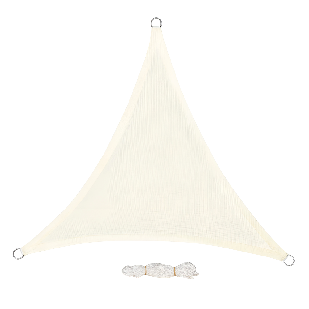 Voile d'ombrage triangulaire HDPE respirant - Protection UV 50+, 180 g/m² - Crème - Pour jardin & terrasse