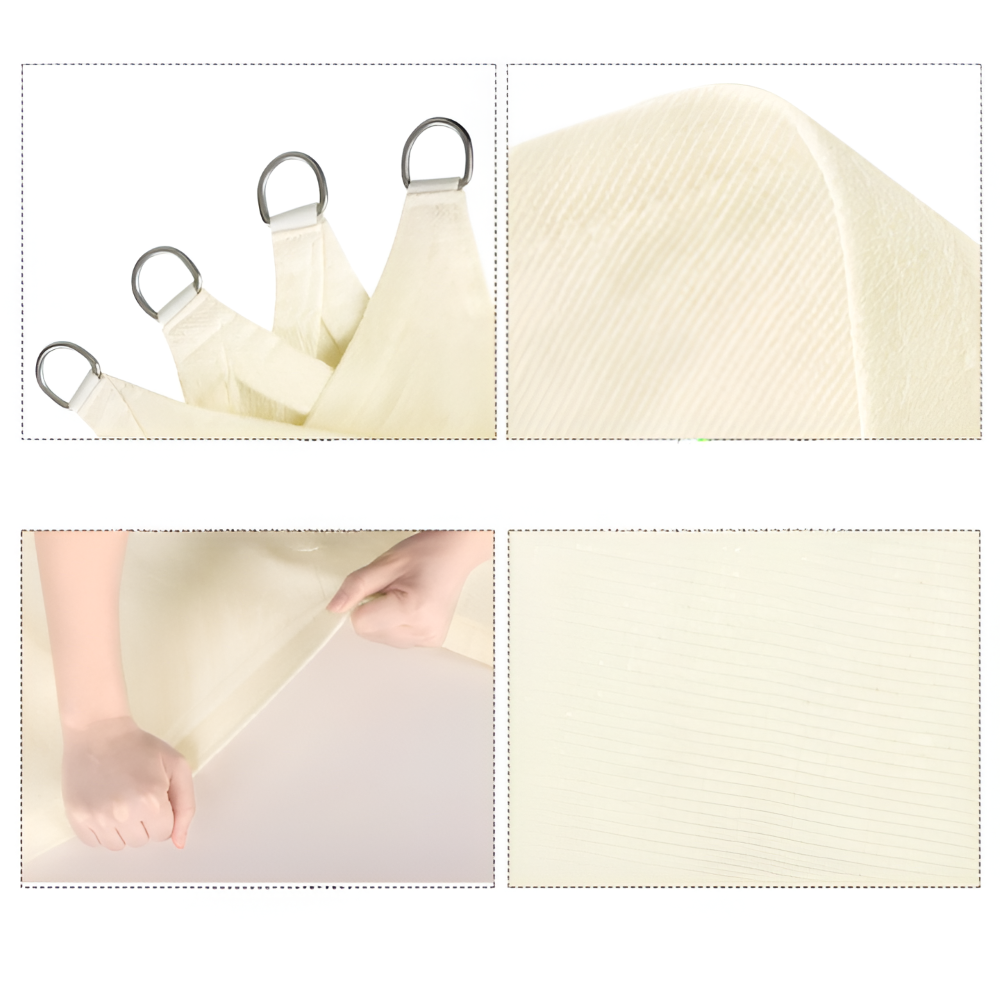 Voile d'ombrage triangulaire HDPE respirant - Protection UV 50+, 180 g/m² - Crème - Pour jardin & terrasse