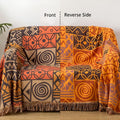 Couverture en Coton Réversible avec Franges en Patchwork Tribal