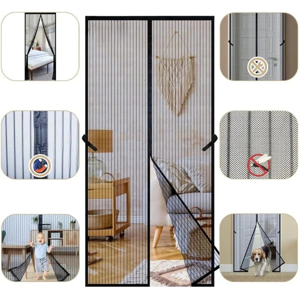 Grille de porte | Rideau anti-insectes magnétique | Fermeture magnétique automatique | BugBarrier