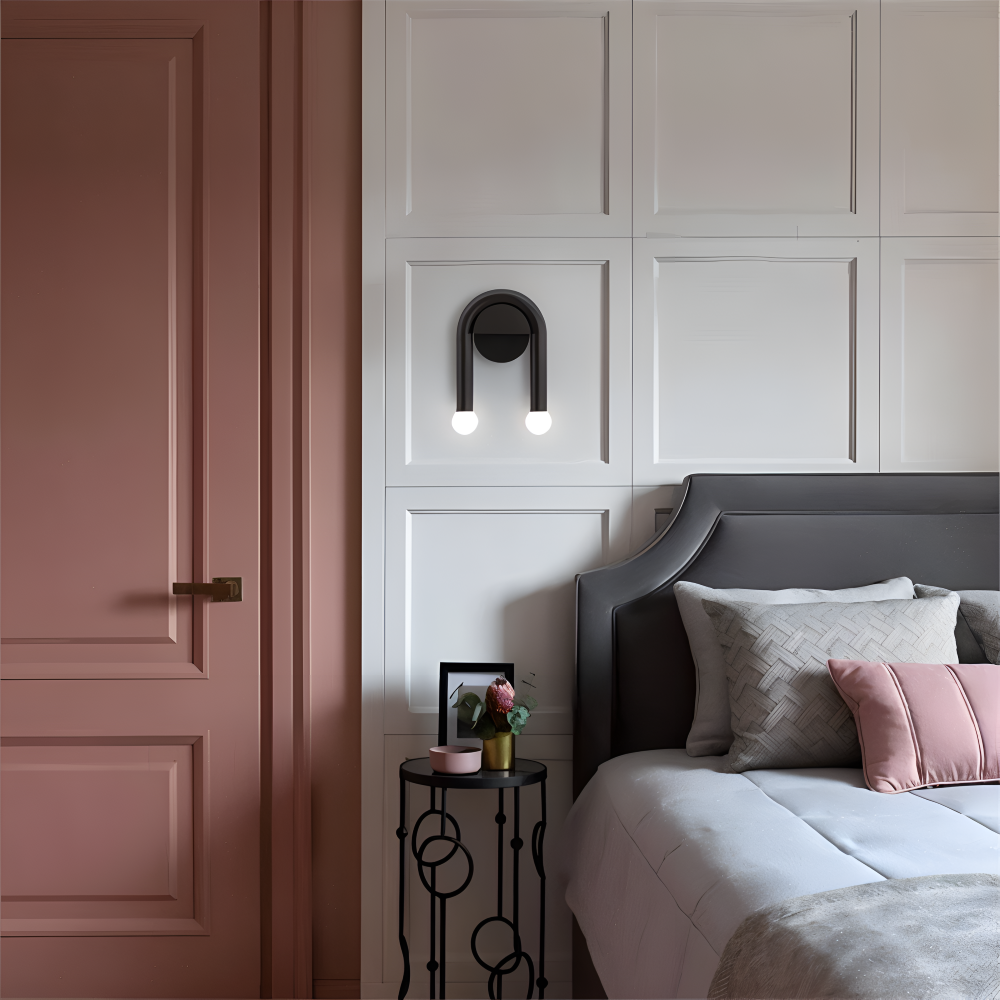 Arcuvia Applique Murale – Applique Murale Moderne en Métal Noir avec Double Lumière LED