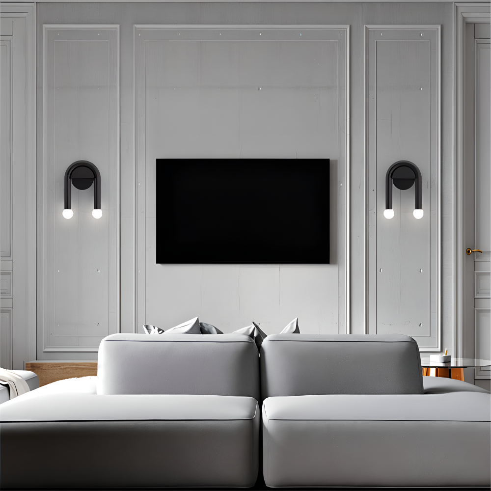 Arcuvia Applique Murale – Applique Murale Moderne en Métal Noir avec Double Lumière LED