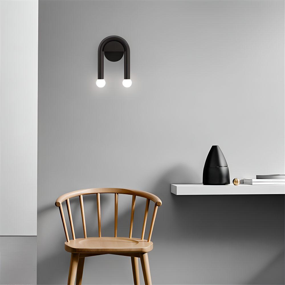 Arcuvia Applique Murale – Applique Murale Moderne en Métal Noir avec Double Lumière LED