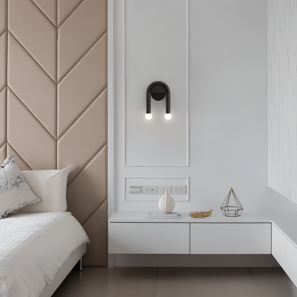 Arcuvia Applique Murale – Applique Murale Moderne en Métal Noir avec Double Lumière LED
