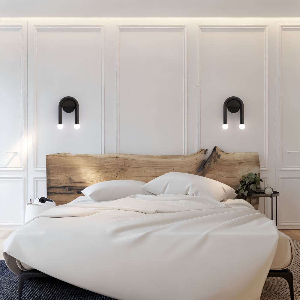 Arcuvia Applique Murale – Applique Murale Moderne en Métal Noir avec Double Lumière LED